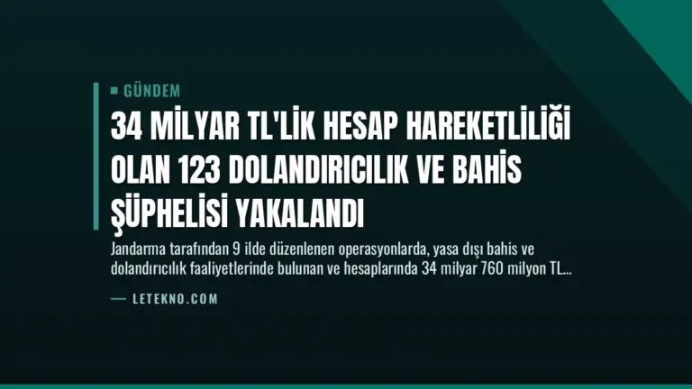 34 Milyar TL’lik Hesap Hareketliliği Olan 123 Dolandırıcılık ve Bahis Şüphelisi Yakalandı