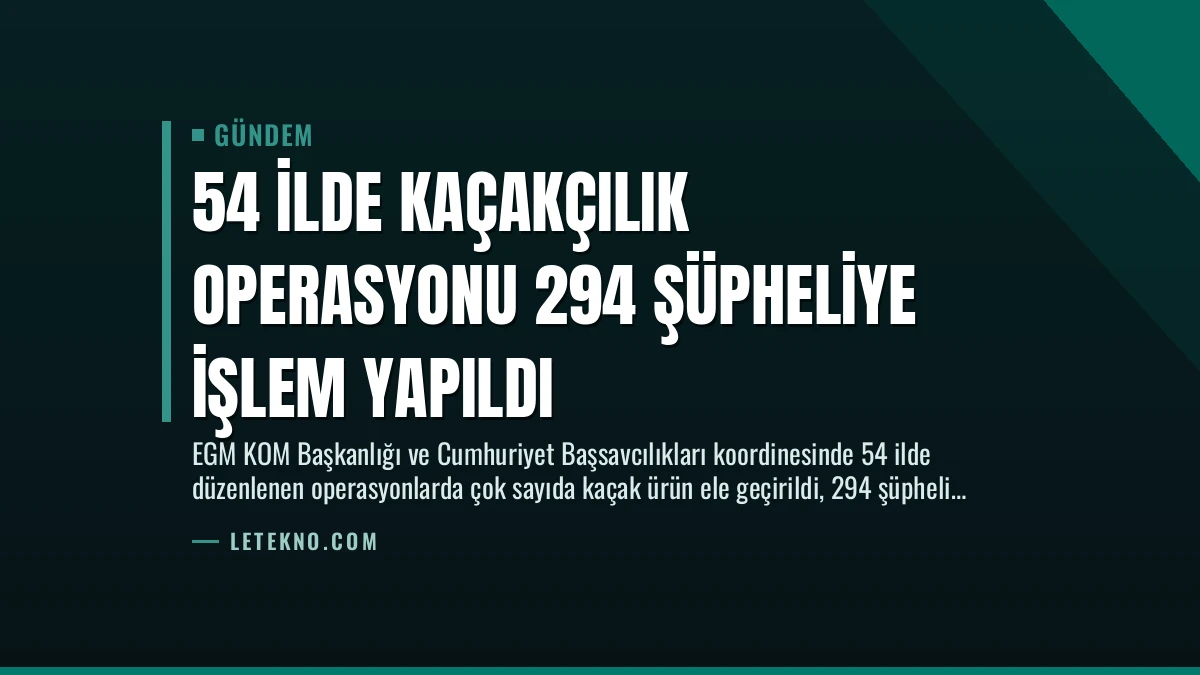 54 İlde Kaçakçılık Operasyonu 294 Şüpheliye İşlem Yapıldı