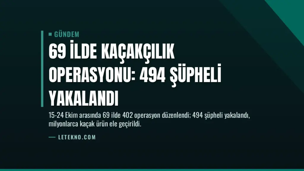 69 İlde Kaçakçılık Operasyonu: 494 Şüpheli Yakalandı