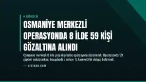 Osmaniye Merkezli Operasyonda 8 İlde 59 Kişi Gözaltına Alındı