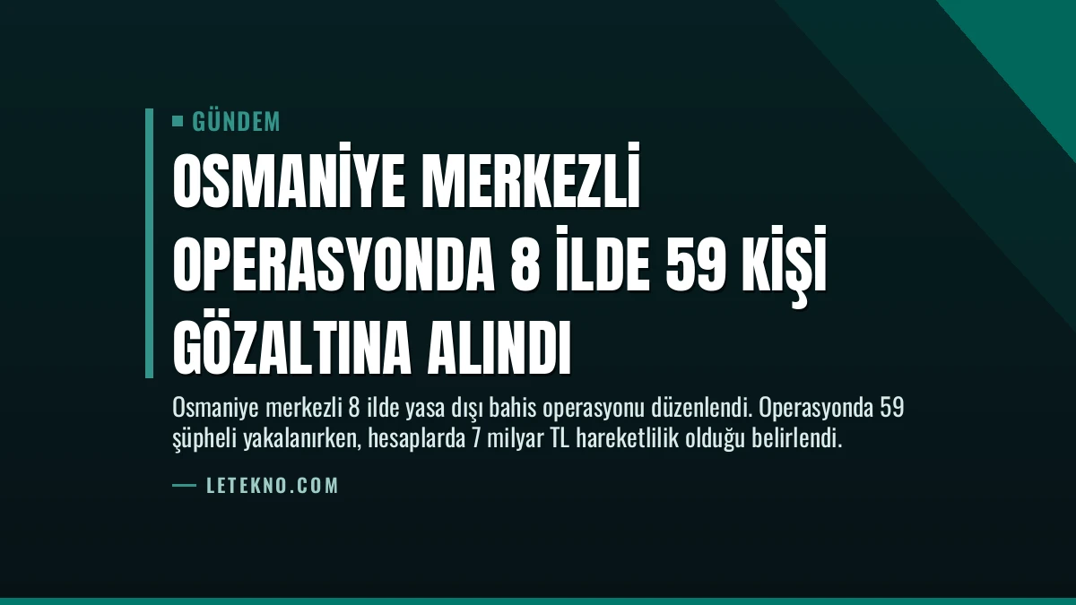 Osmaniye Merkezli Operasyonda 8 İlde 59 Kişi Gözaltına Alındı
