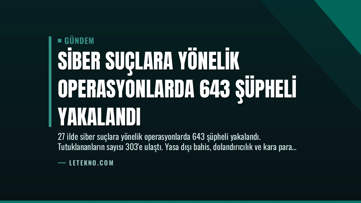 Siber Suçlara Yönelik Operasyonlarda 643 Şüpheli Yakalandı