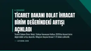 Ticaret Bakanı Bolat İhracat Birim Değerindeki Artışı Açıkladı