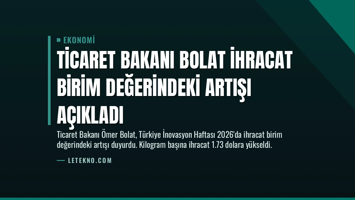 Ticaret Bakanı Bolat İhracat Birim Değerindeki Artışı Açıkladı