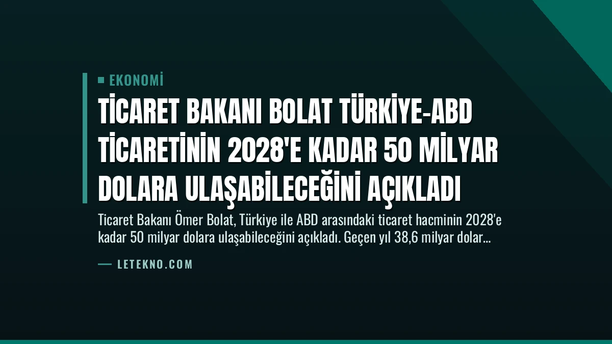 Ticaret Bakanı Bolat Türkiye-ABD Ticaretinin 2028’e Kadar 50 Milyar Dolara Ulaşabileceğini Açıkladı