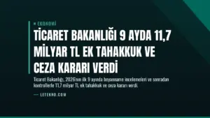 Ticaret Bakanlığı 9 Ayda 11,7 Milyar TL Ek Tahakkuk ve Ceza Kararı Verdi