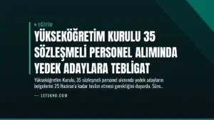 Yükseköğretim Kurulu 35 Sözleşmeli Personel Alımında Yedek Adaylara Tebligat