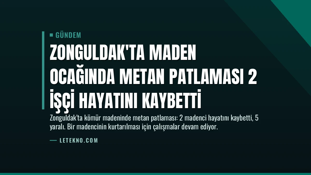 Zonguldak’ta Maden Ocağında Metan Patlaması 2 İşçi Hayatını Kaybetti